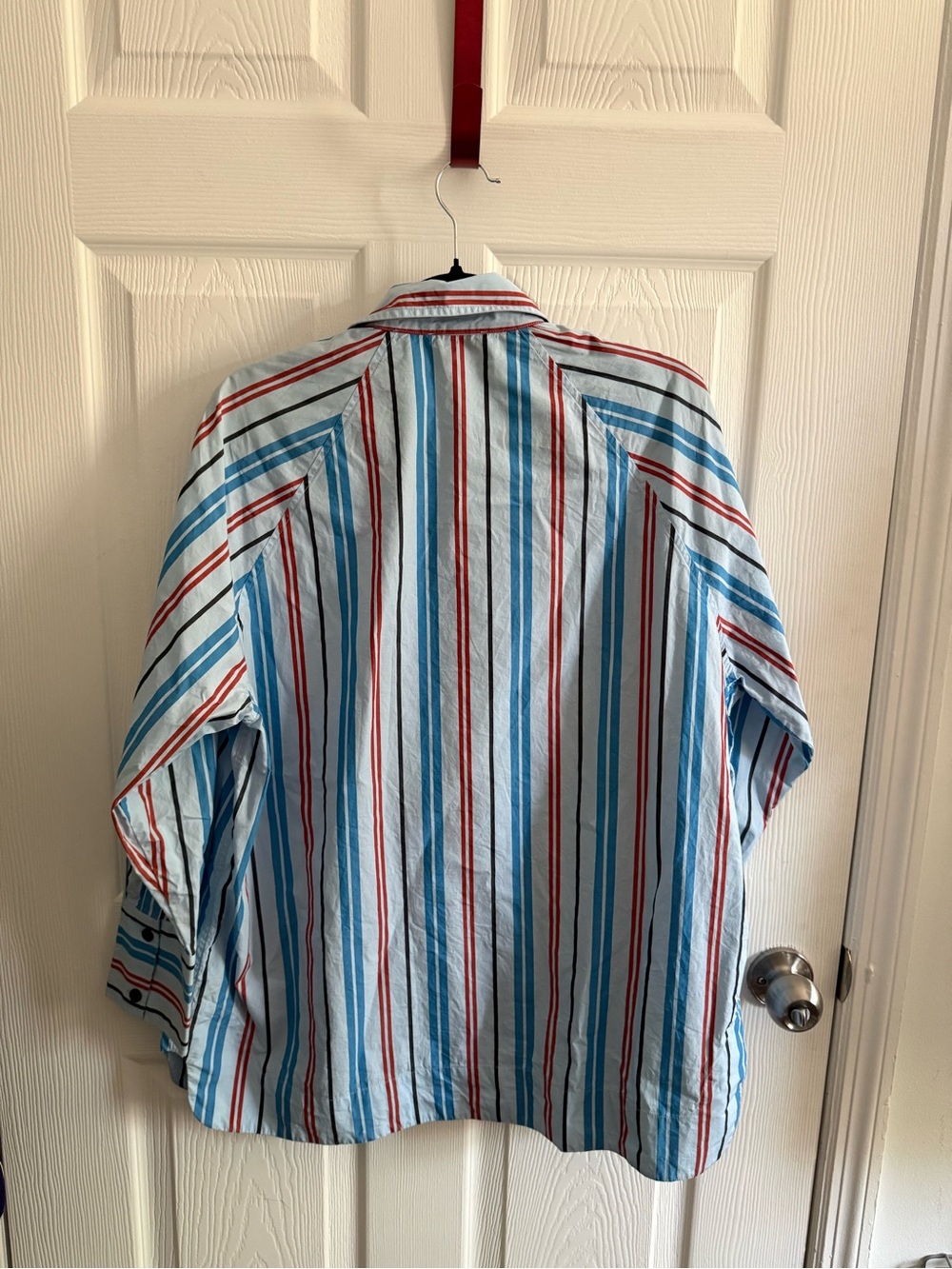 GANNI Women' Striped Button-Up Shirt in Light Blue - Picture 3 of 3